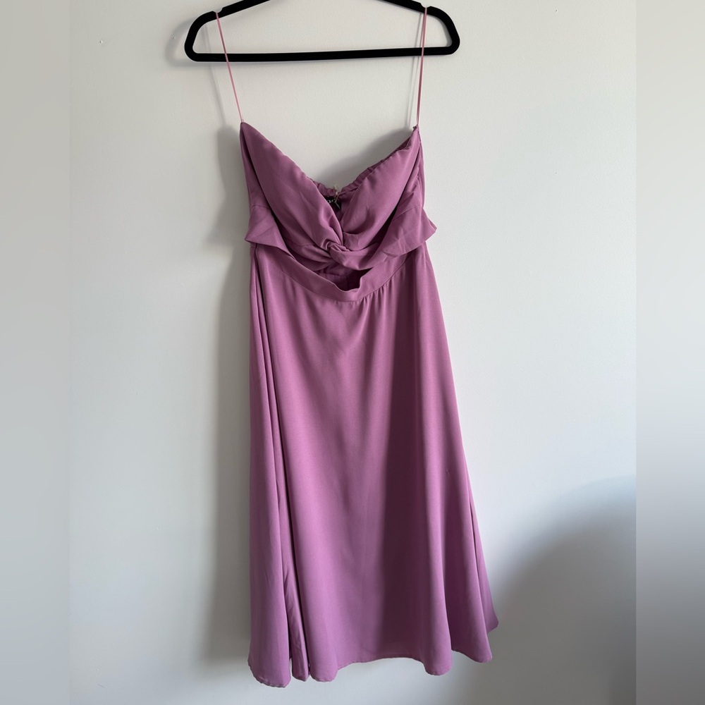 VICI Othello Strapless Twist Front Midi Dress NWT | Orchid Purple | Size L